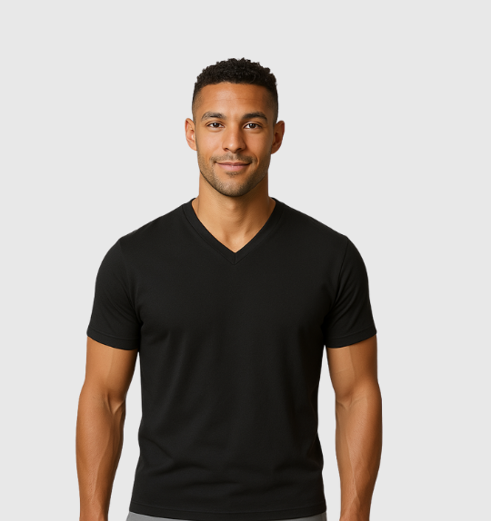 Le Tee-shirt Col V - Noir