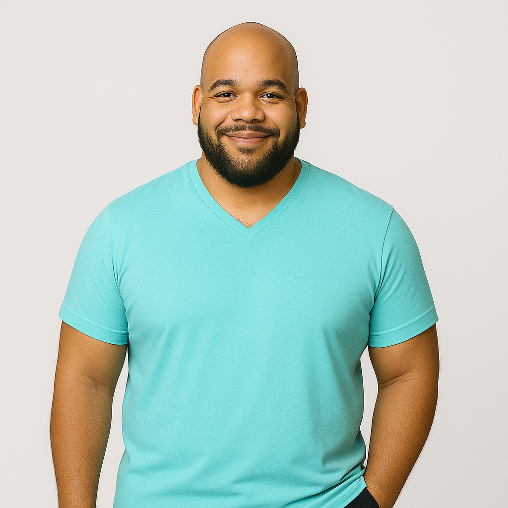 Le Tee-shirt Col V - Bleu turquoise