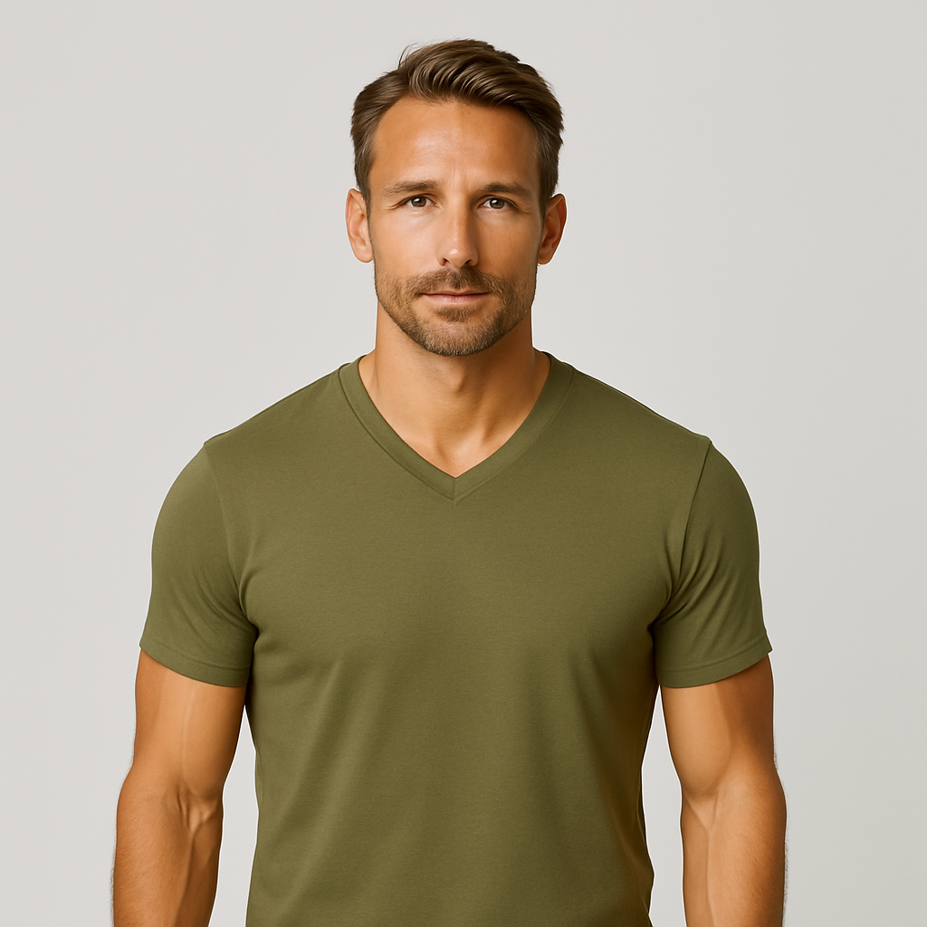 Le Tee-shirt Col V - Kaki
