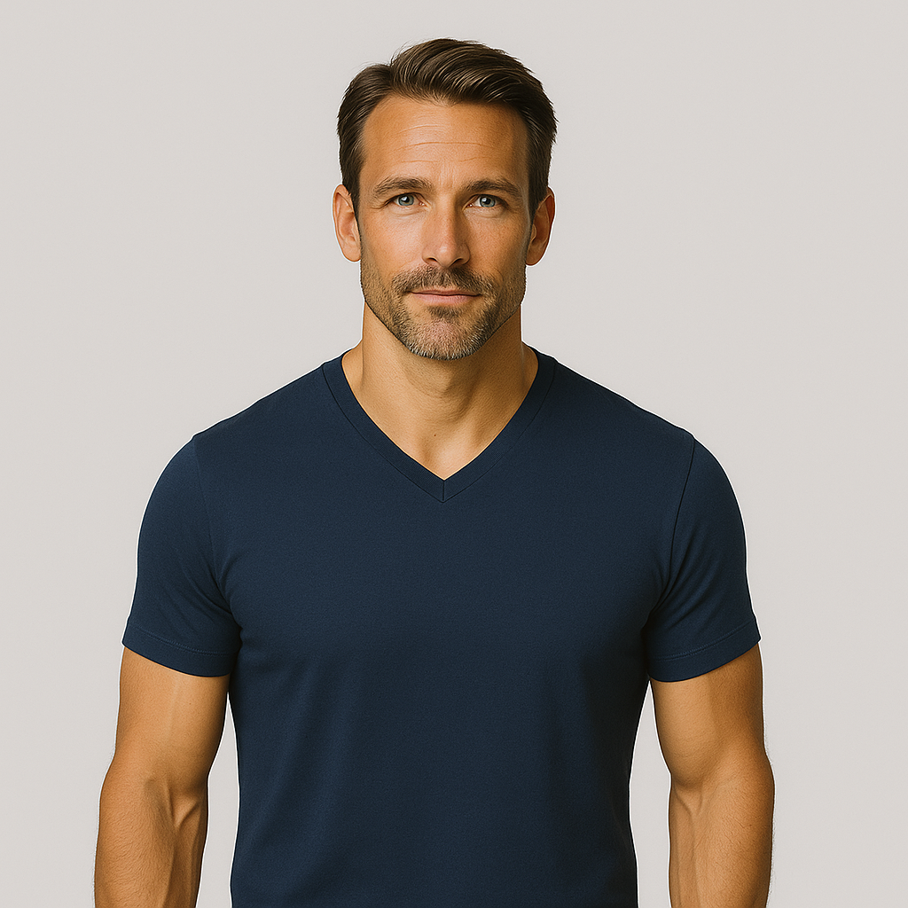 Le Tee-shirt Col V - Bleu marine