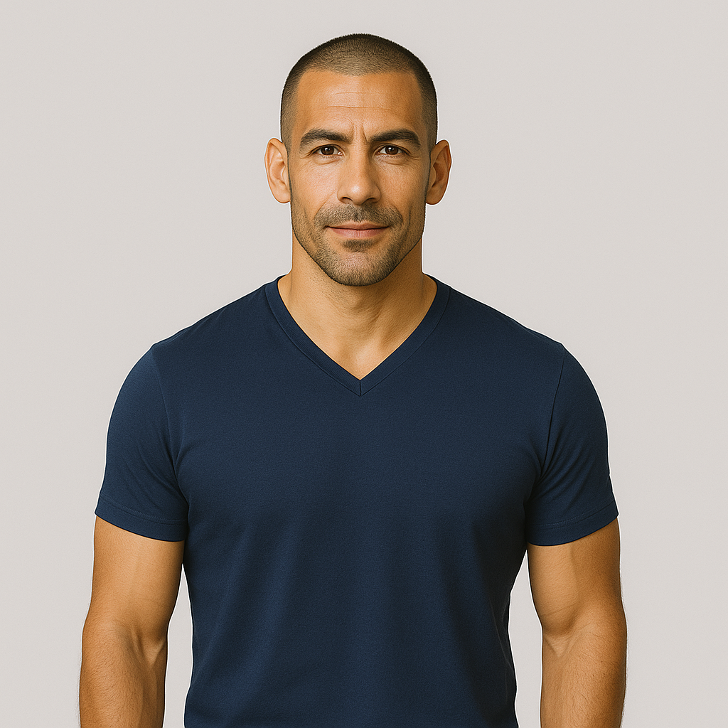 Le Tee-shirt Col V - Bleu marine
