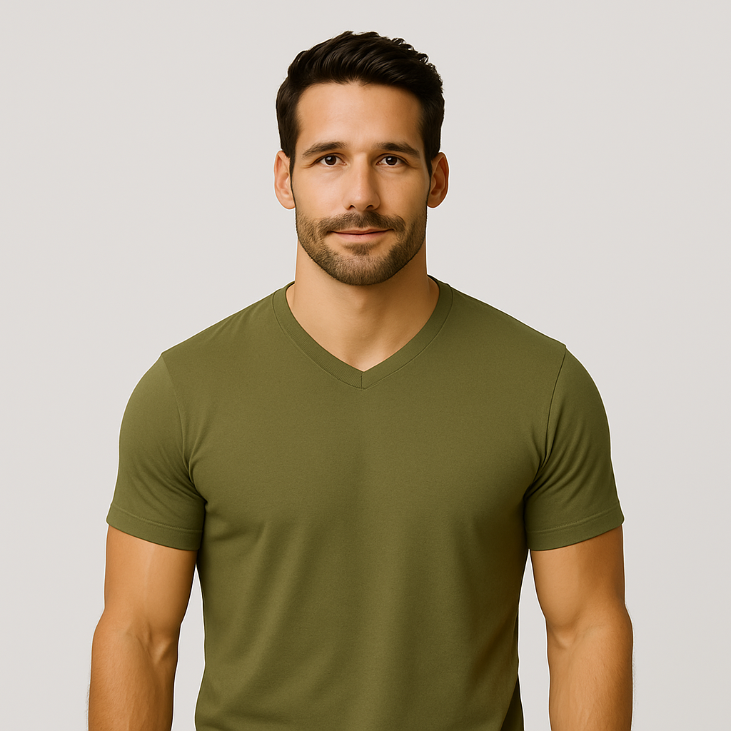 Le Tee-shirt Col V - Kaki