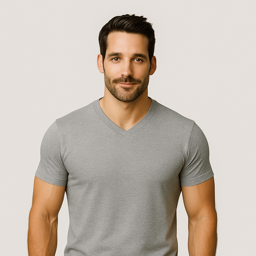 Le Tee-shirt Col V - Gris