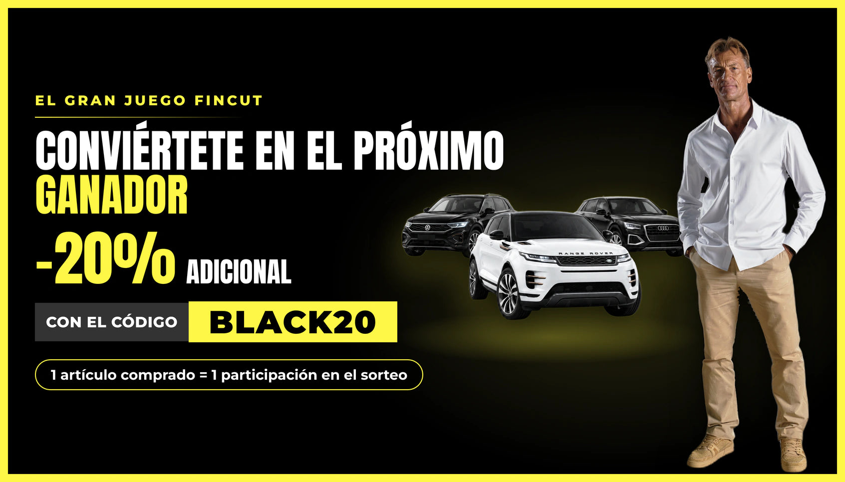 -20 % extra con el código BLACK20: 1 artículo comprado = 1 participación en el sorteo