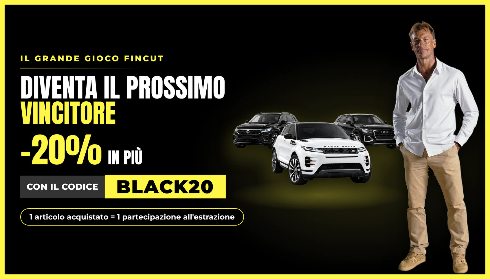-20% extra con il codice BLACK20: 1 articolo acquistato = 1 partecipazione all'estrazione
